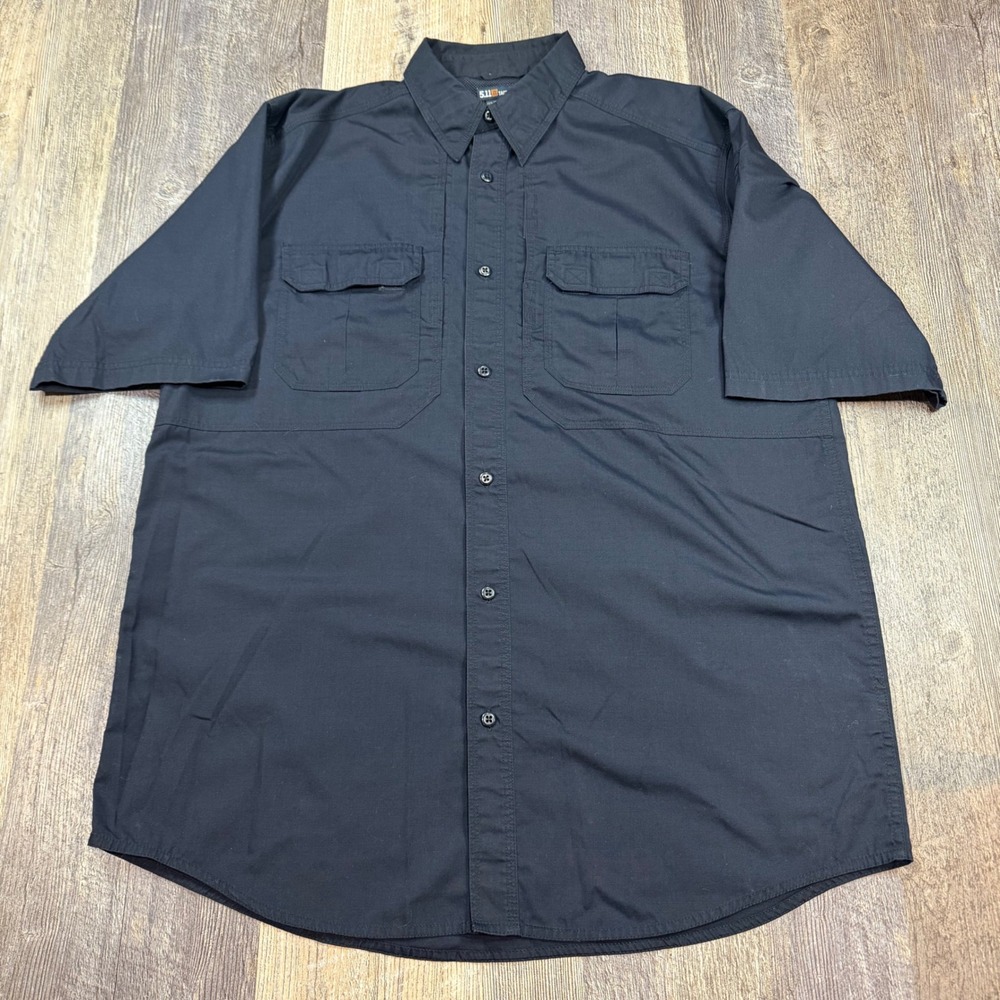 5.11 Tactical Shirt Mens L Tall Black Short Sleeve Taclite Pro Vented Ripstop